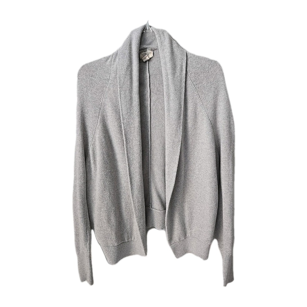 Lands End Canvas Womens Gray Shawl Collar Open Front Cardigan Sweater Size M
